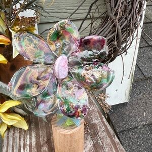 Mini Handmade Iridescent Resin Flower Sculpture - Multicolor